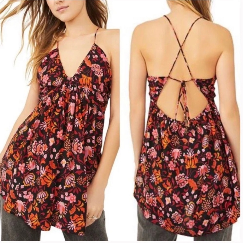 Free People Pixie Floral Sleeveless Tunic Top, Size M, NWT